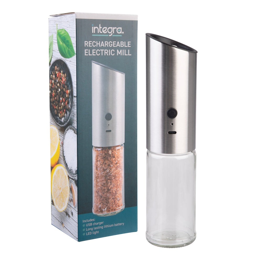 Glass Jar with Stainless Steel Top 24cm Electric Mill