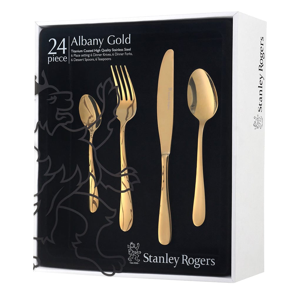 Albany Champagne Gold 24pc Stainless Steel Cutlery Set