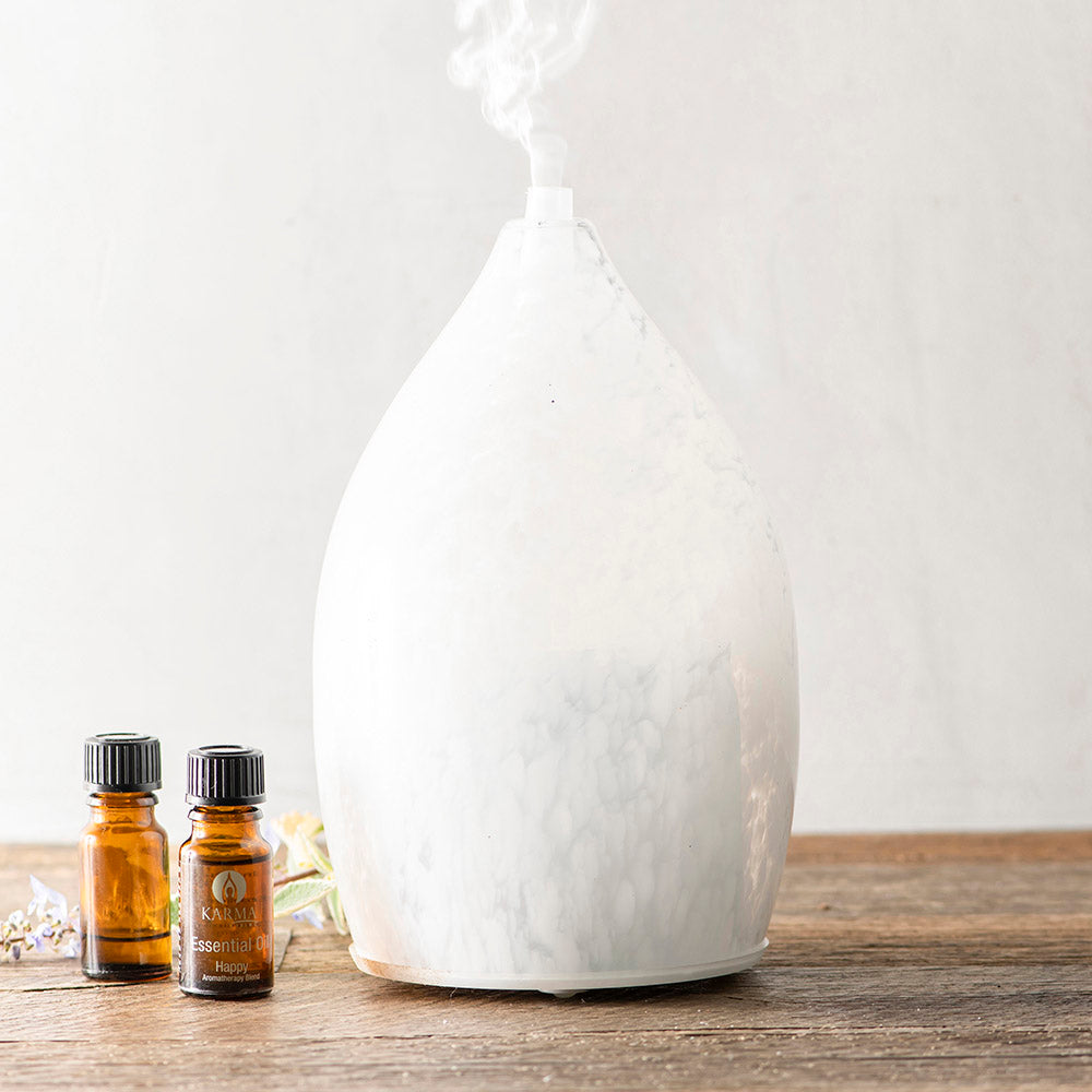 Tulip Shape White Marble Ultrasonic Glass Diffuse