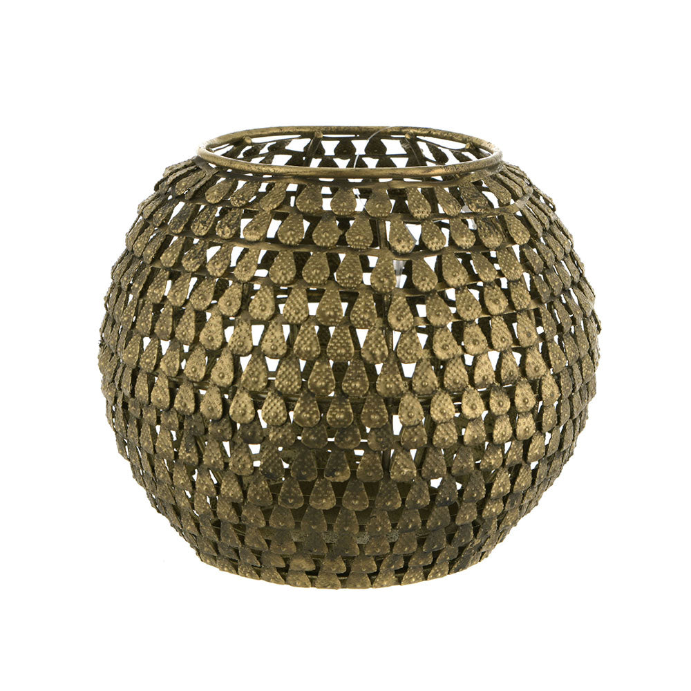 Tealight Holder Metal Gold 17x14cm