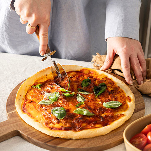 Acacia Wood Pizza Set with Cutter 45Cm
