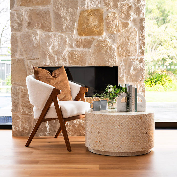 COFFEE TABLE Capiz Neutral Wave 76x43cm