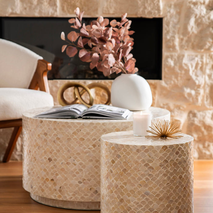 COFFEE TABLE Capiz Neutral Wave 76x43cm