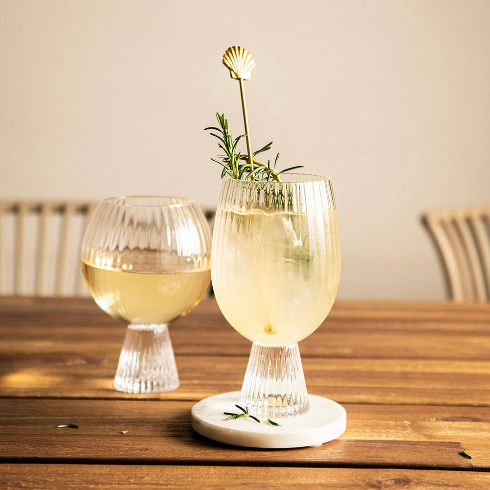 Ribbed Heavy Base Shell Glass