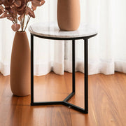 Side Table Marble/Metal White & Black
