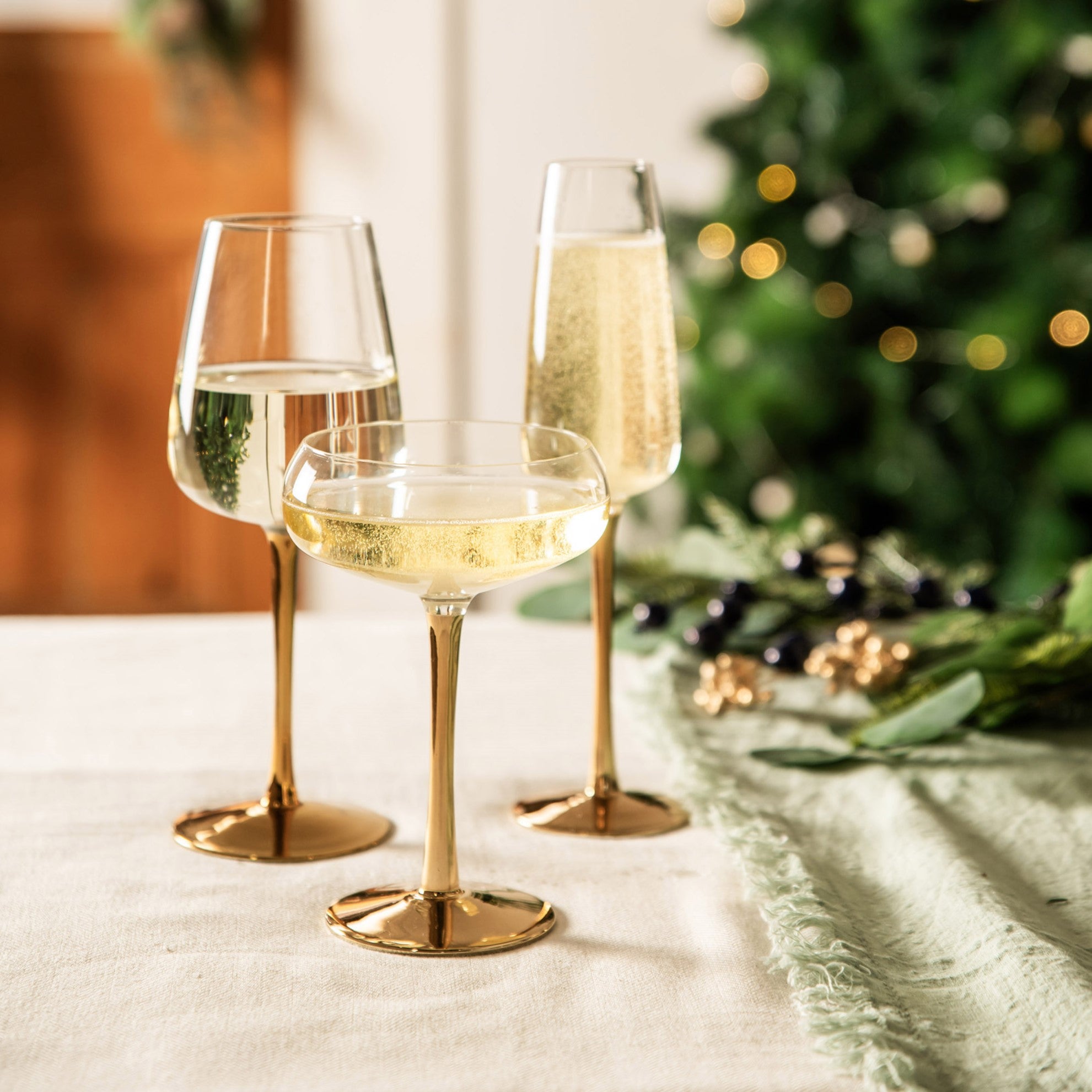 Wine Glass with Gold Stem