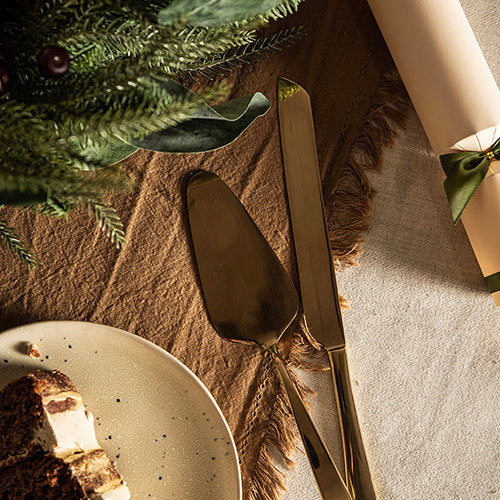 Light Gold 2 pc Stainless Steel Cake Server Set