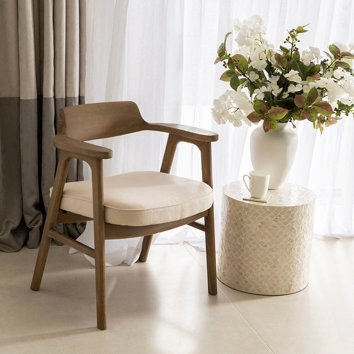 CHAIR Ash Wood with Cream Fabric 64x56x73cm