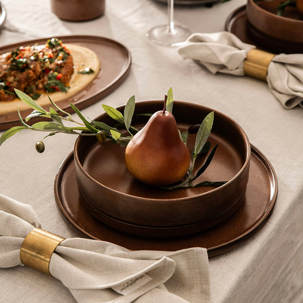 Stoneware Dinner Set Straight Leather
