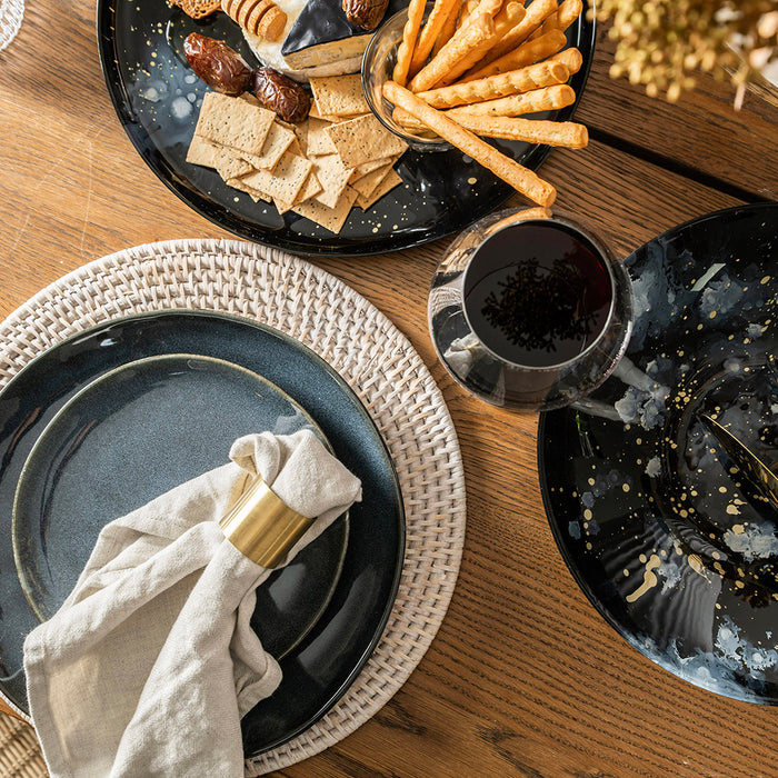 Stoneware Dinner Set Mediterranean Blue 12 Piece