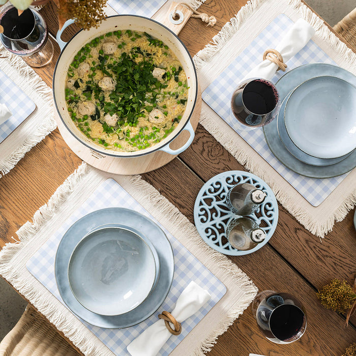 Stoneware Dinner Set Light Blue 12 Piece