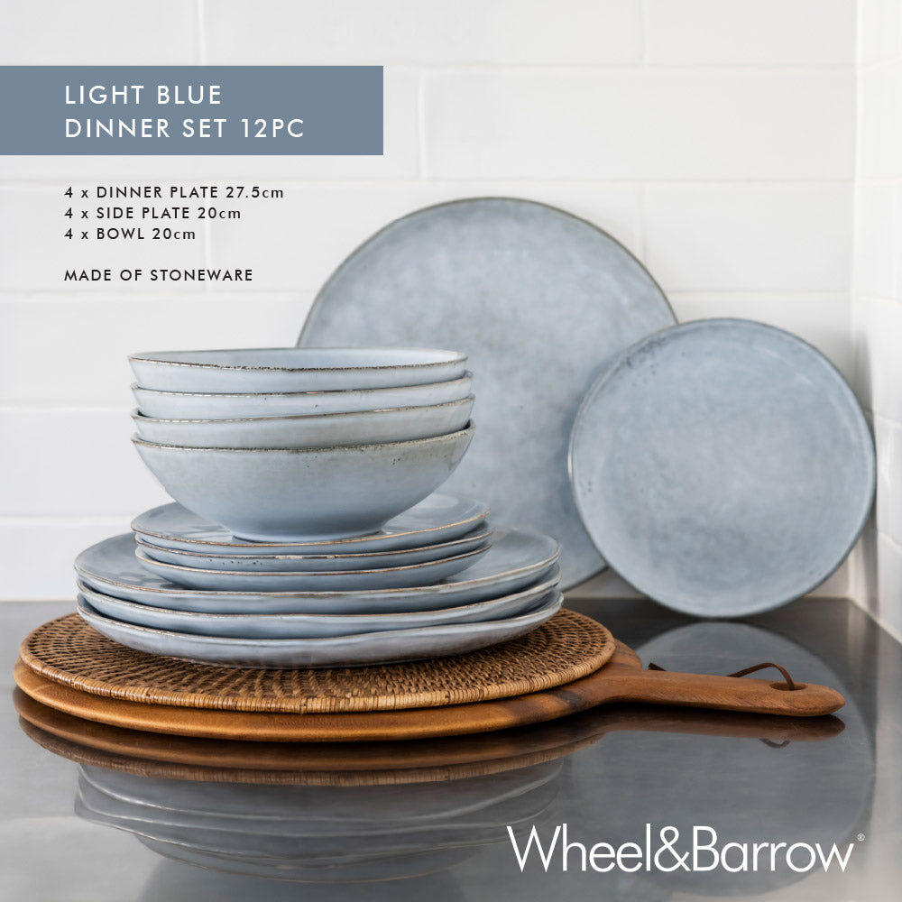 Light Blue 12pc Stoneware Dinner Set