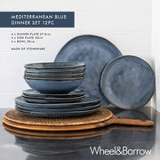 Mediterranean Blue 12pc Stoneware Dinner Set