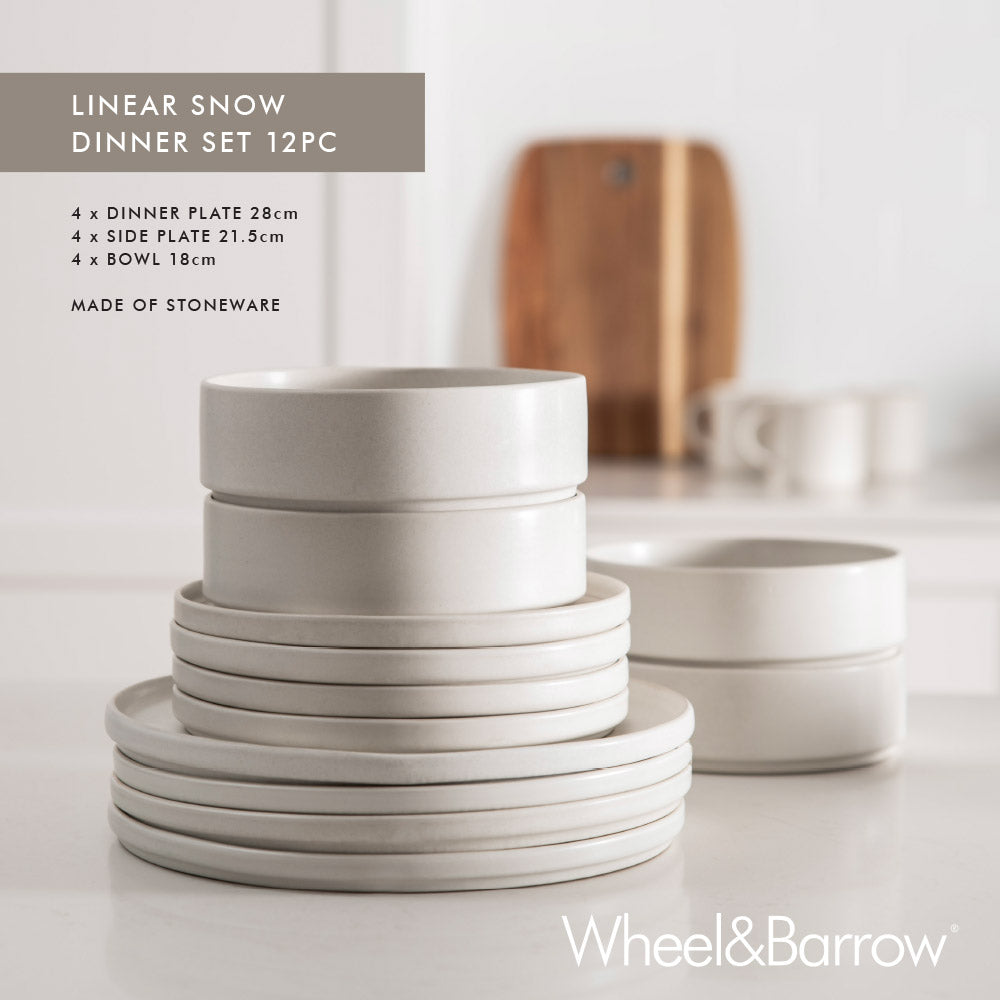 Linear Snow 12pc Stoneware Dinner Set