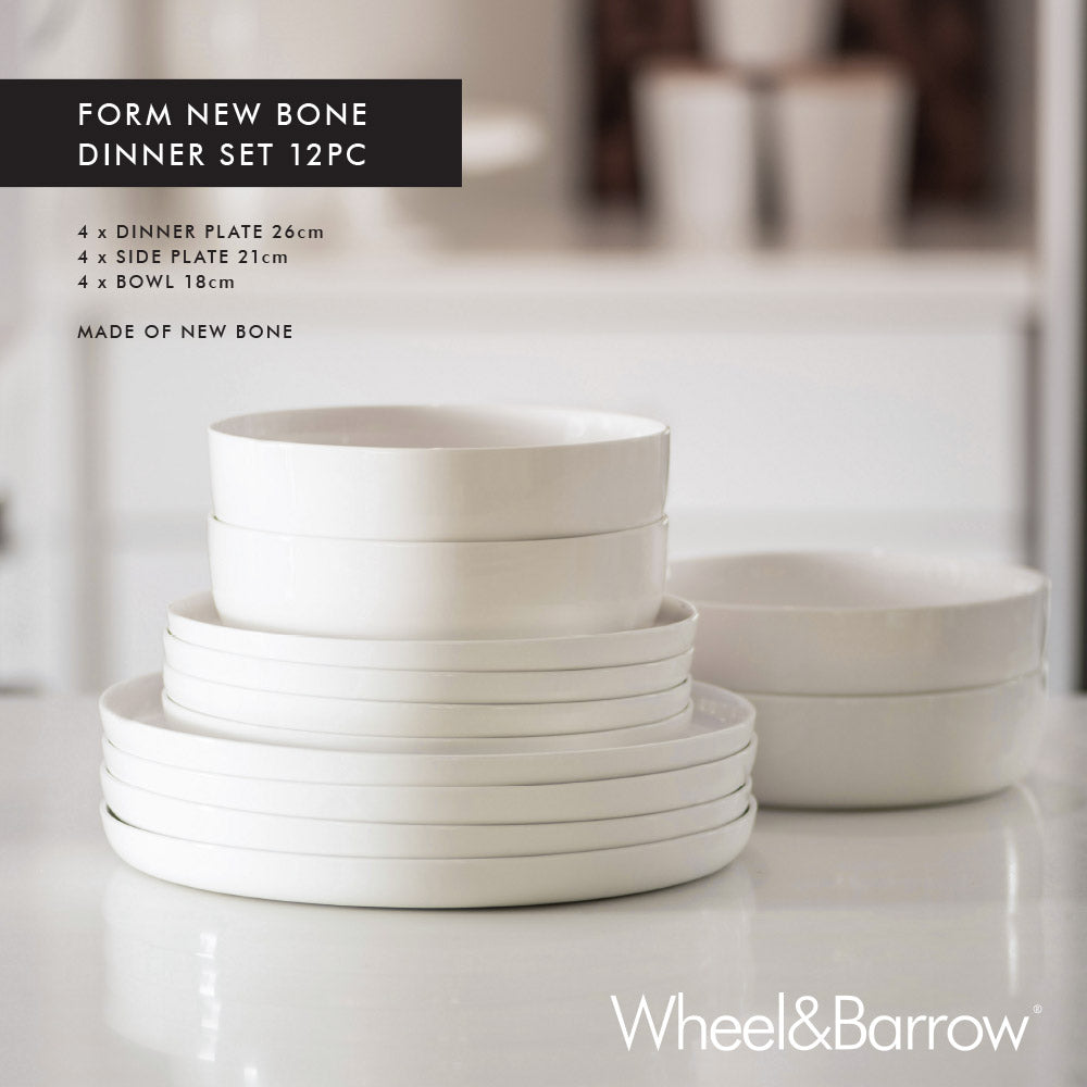 Form White 12pc New Bone China Dinner Set