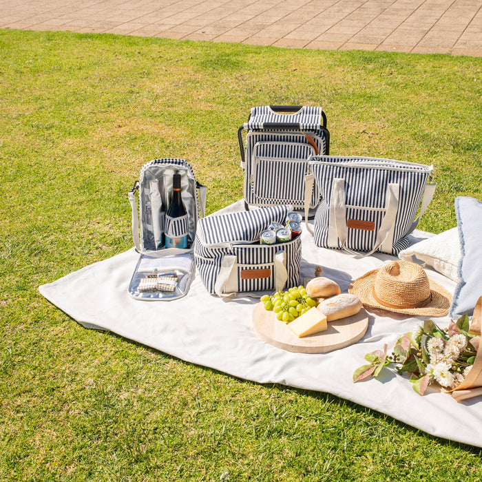 PICNIC COOLER STOOL Navy/Cream Stripe 21x10x33cm