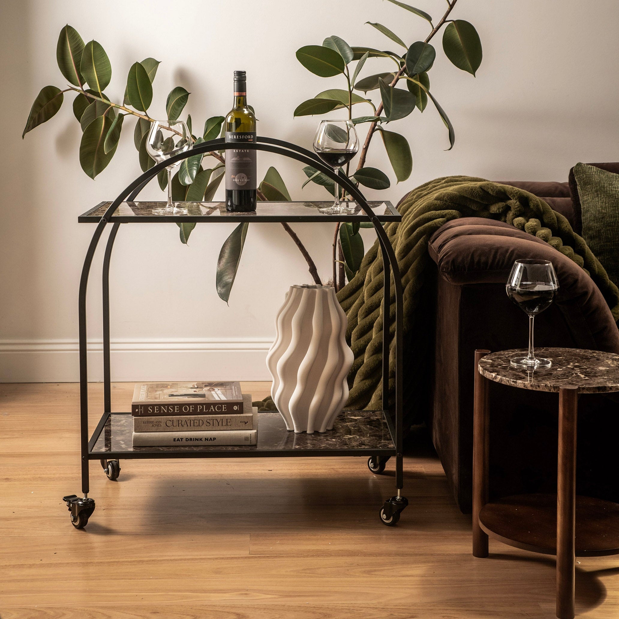 Metal & Chocolate Marble Table 80x40x86cm
