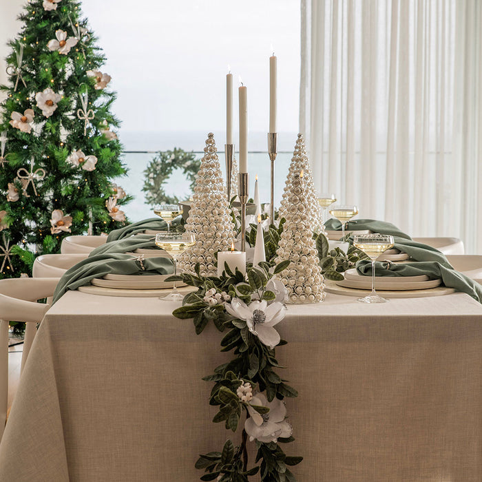 Herringbone Tablecloth Melange Beige 150x350