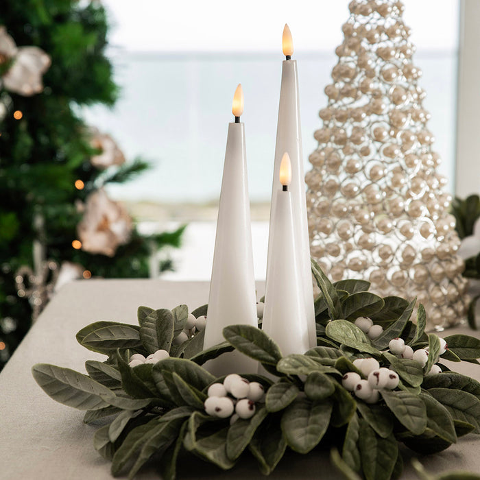Candle Cone Flameless LED White Set/3 Small, Medium & Large