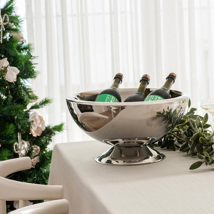 Shiny Stainless Steel Footed Champagne Tub 42x23cm