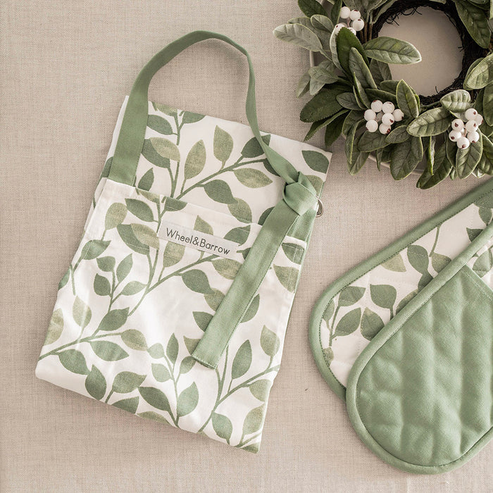 Apron Green Leaves Print