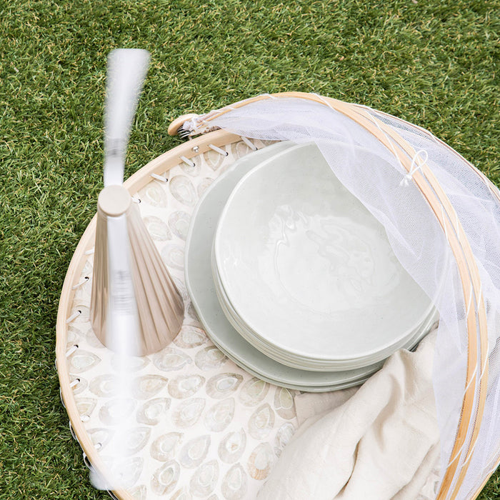 Fishscale Green Capiz Food Cover 40x3cm