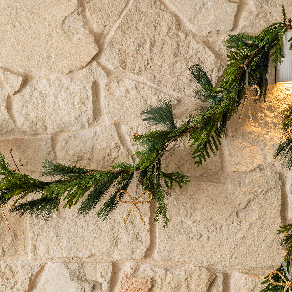 Gold Bow 14x12cm Hanging Ornament with Ribbon