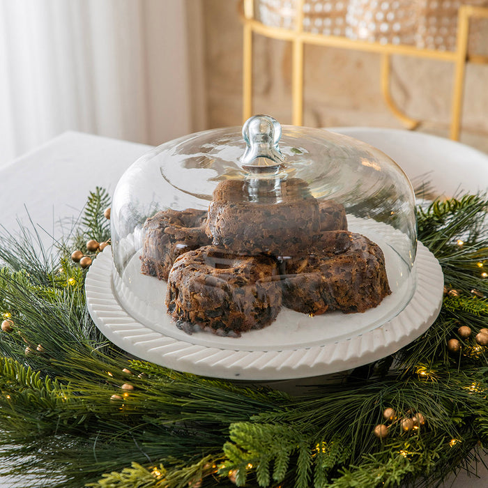 White Marble Cake Dome 32cm