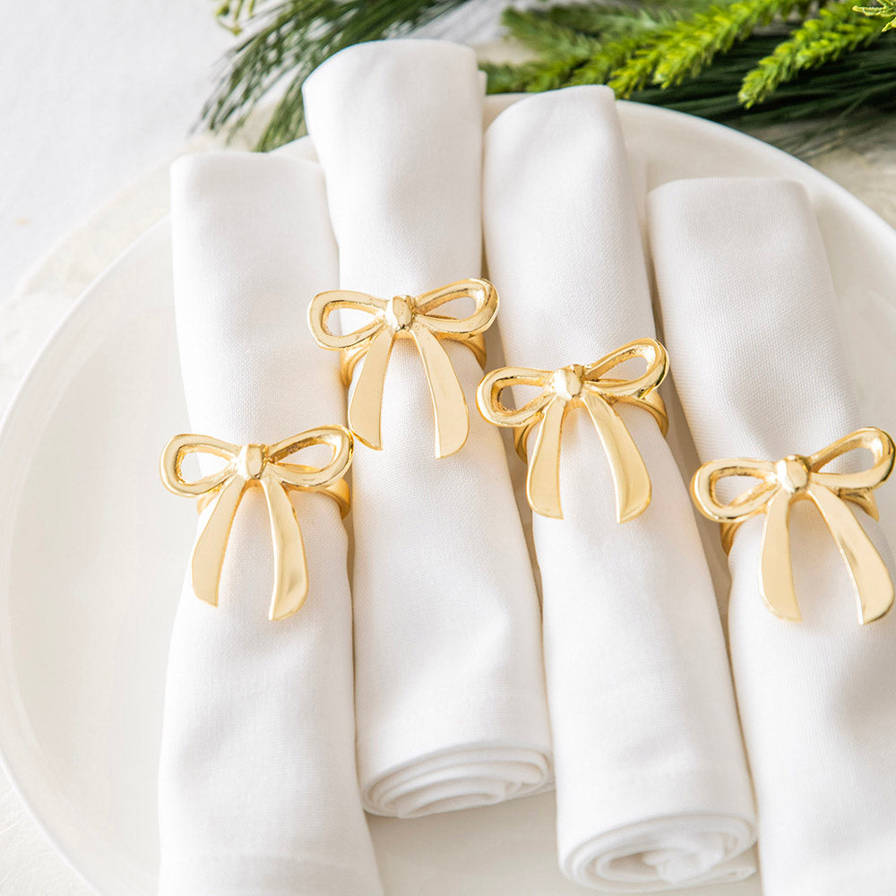 Gold Bow Napkin Ring Set/4 5x5cm