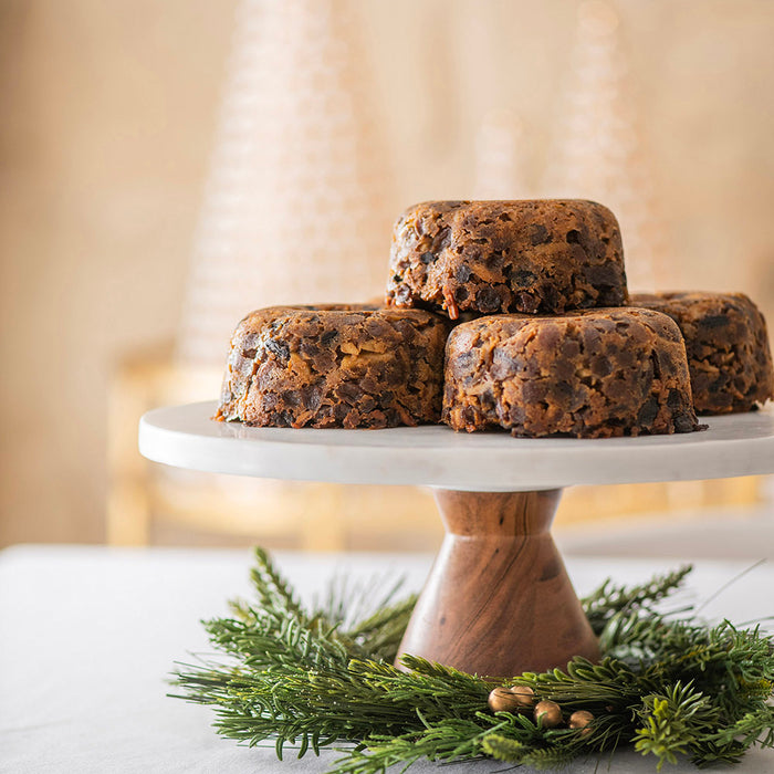 White Marble with Footed Wood Base Cake Stand 31x8cm