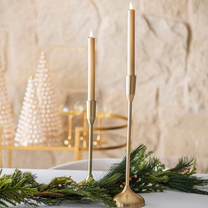 Brushed Gold Taper Metal Candle Holder 40cm