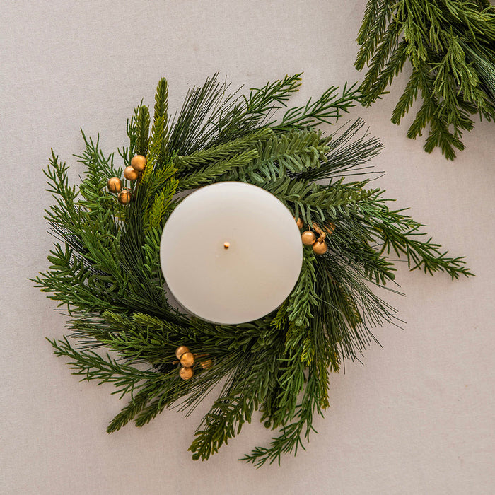 CANDLE WREATH Evergreen Fir 30cm
