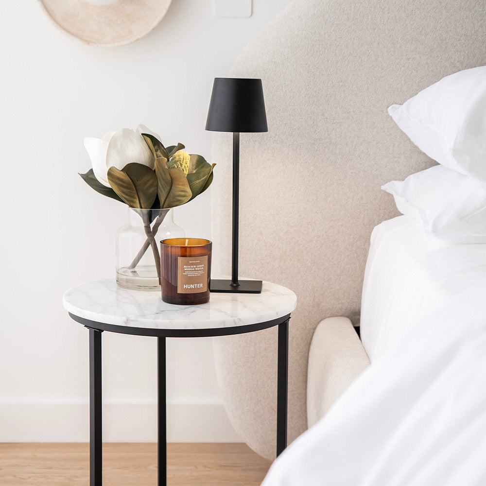Side Table Marble/Metal White & Black