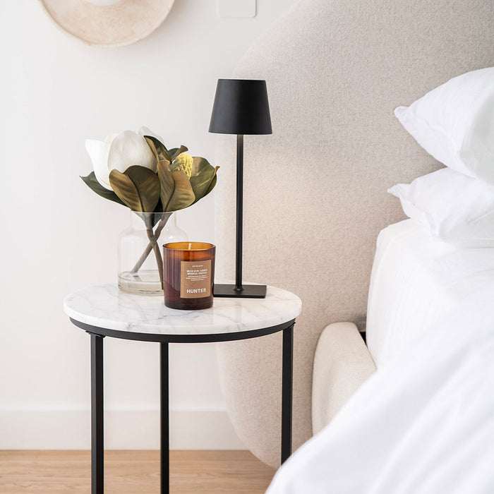 Side Table Marble/Metal White & Black