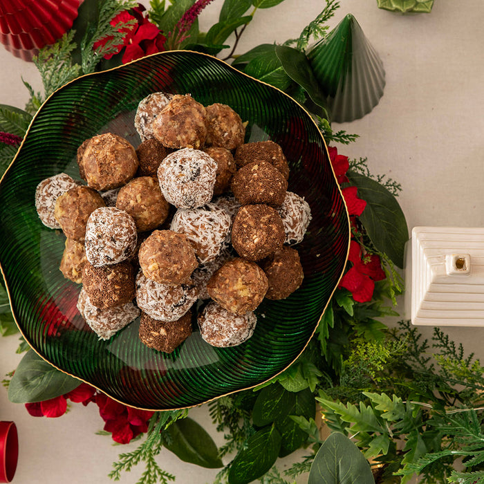 BOWL Footed Glass Green 29cm
