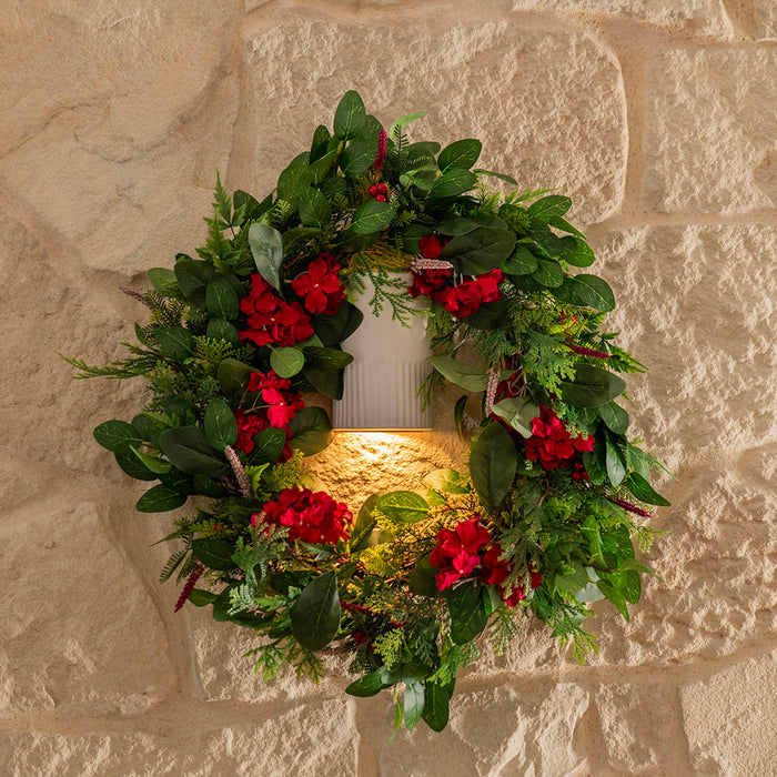 Wreath with Red Flowers & Berries 60cm