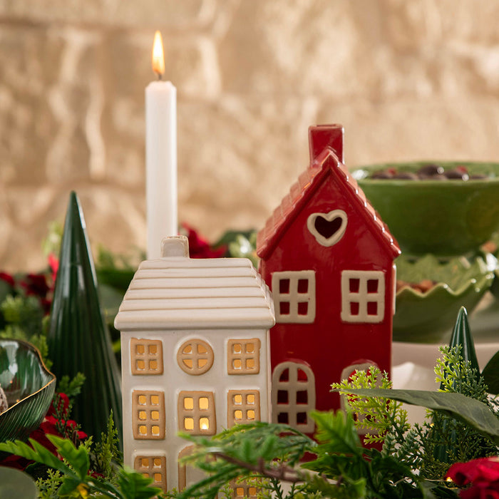 White Christmas House Ornament
