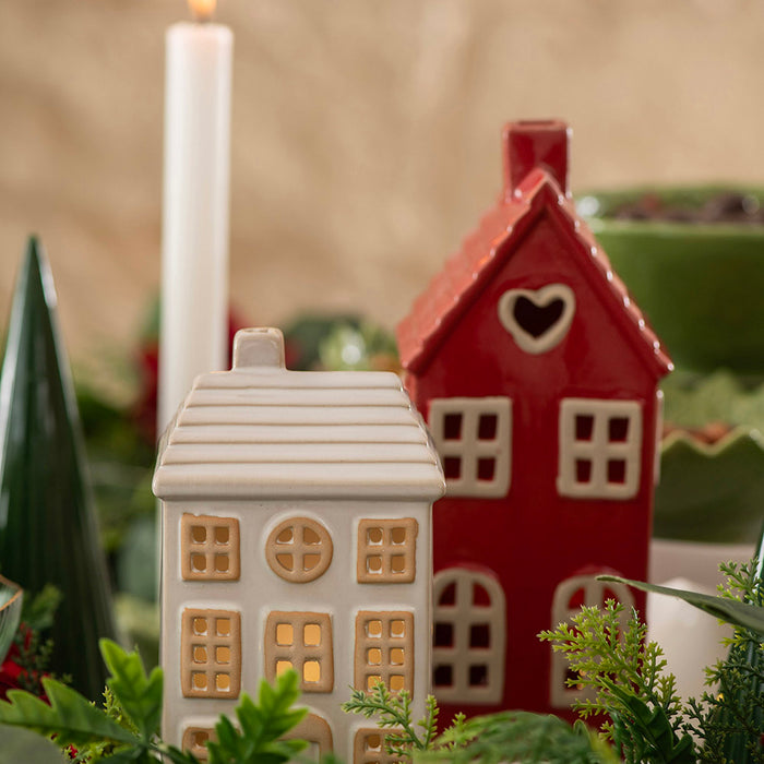 White Christmas House Ornament