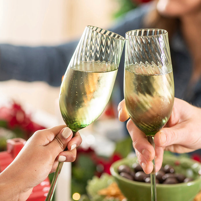 Champagne Flute Ribbed Swirl Forest