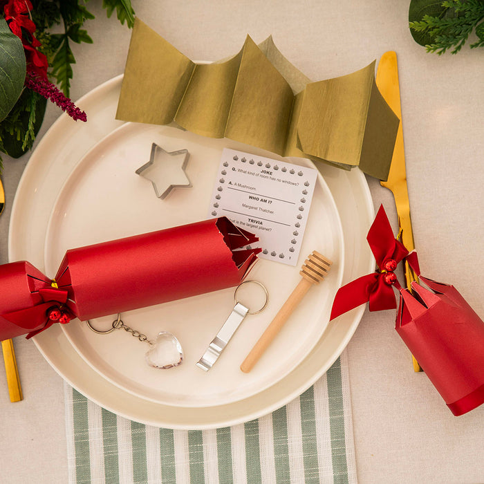 Christmas Bon Bons Luxury Box 8 Cream with Green Ribbon