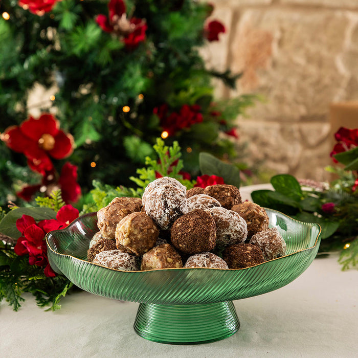 BOWL Footed Glass Green 29cm