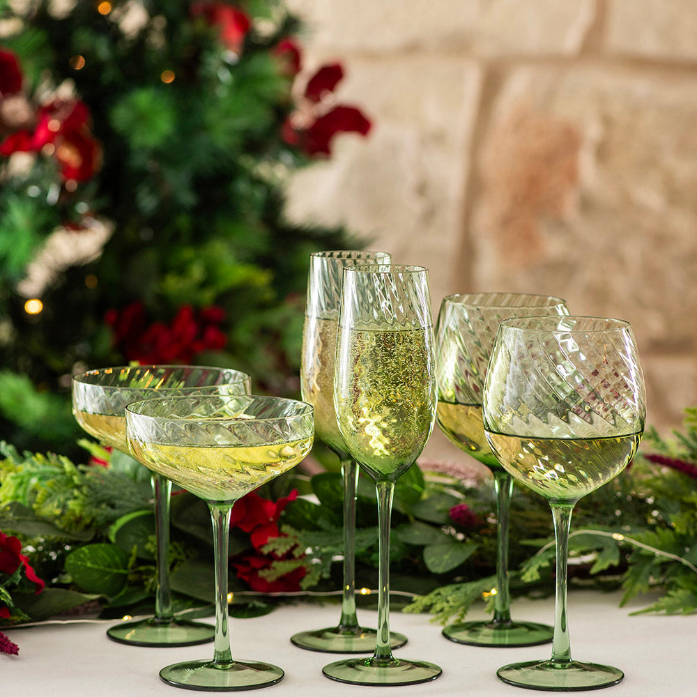 Champagne Flute Ribbed Swirl Forest