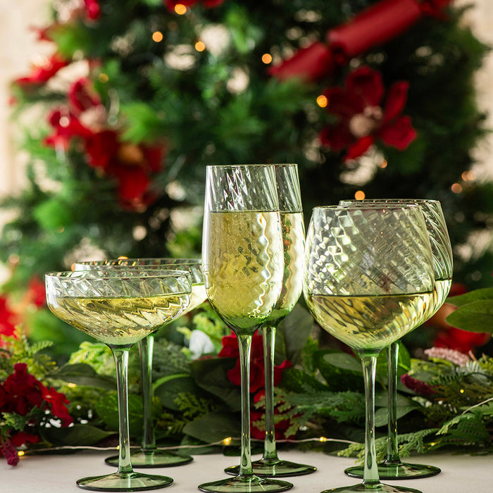 Champagne Flute Ribbed Swirl Forest