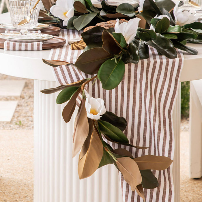 Garland with Magnolia Leaves & White Flowers 180cm