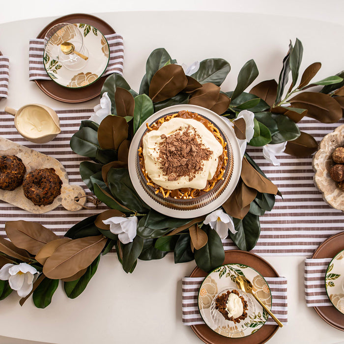 Wreath with Magnolia Leaves & White Flowers 60cm