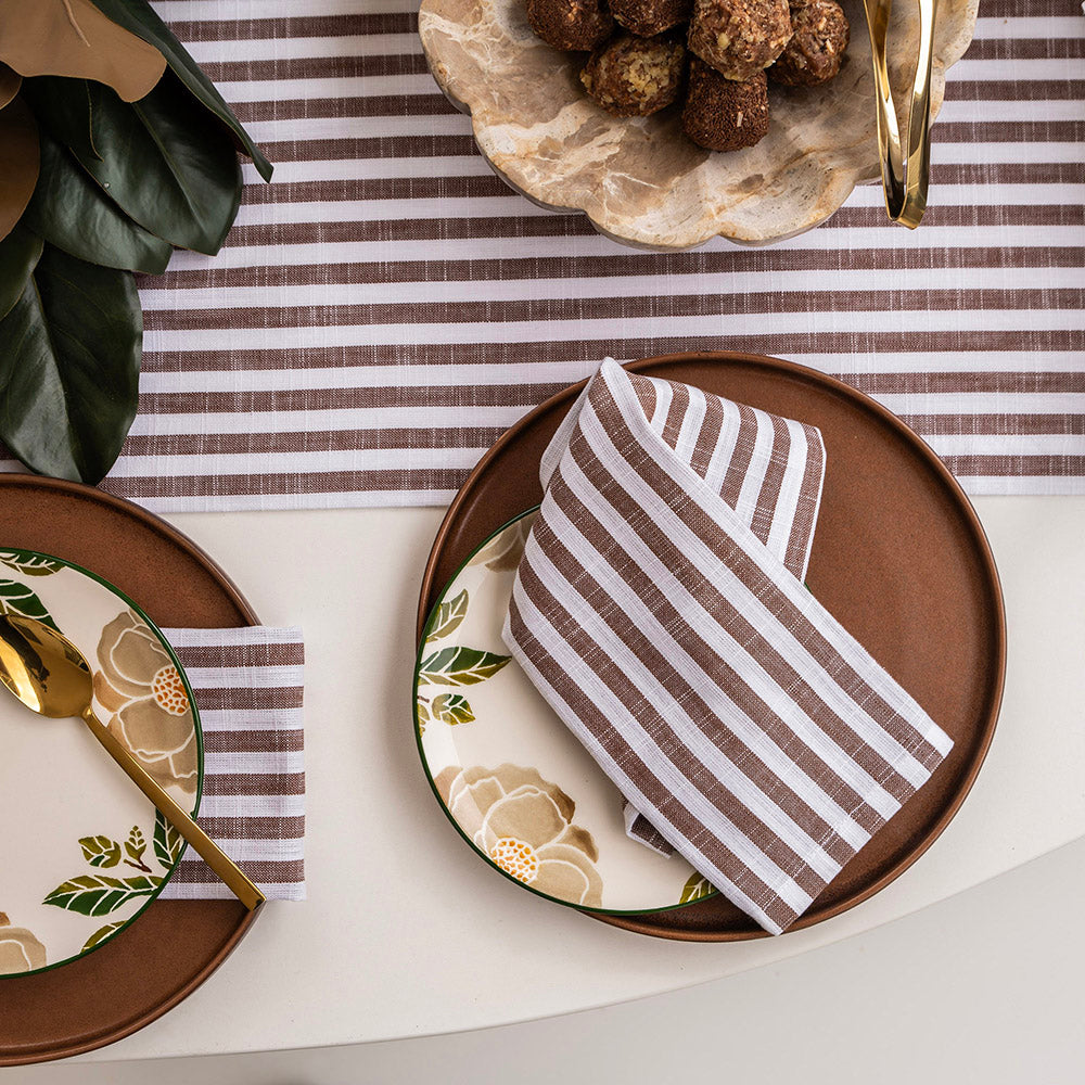 Slub Stripe Brown Runner