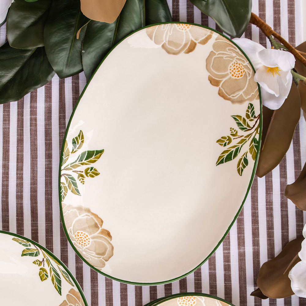 Ceramic Oval Platter Magnolia 37x25cm