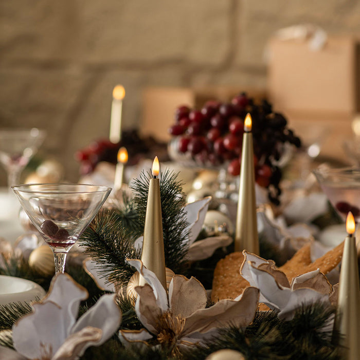 Candle Cone Flameless LED Gold Set/3 Small, Medium & Large