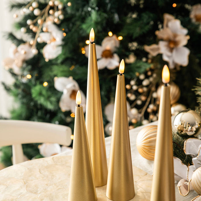 Candle Cone Flameless LED Gold Set/3 Small, Medium & Large