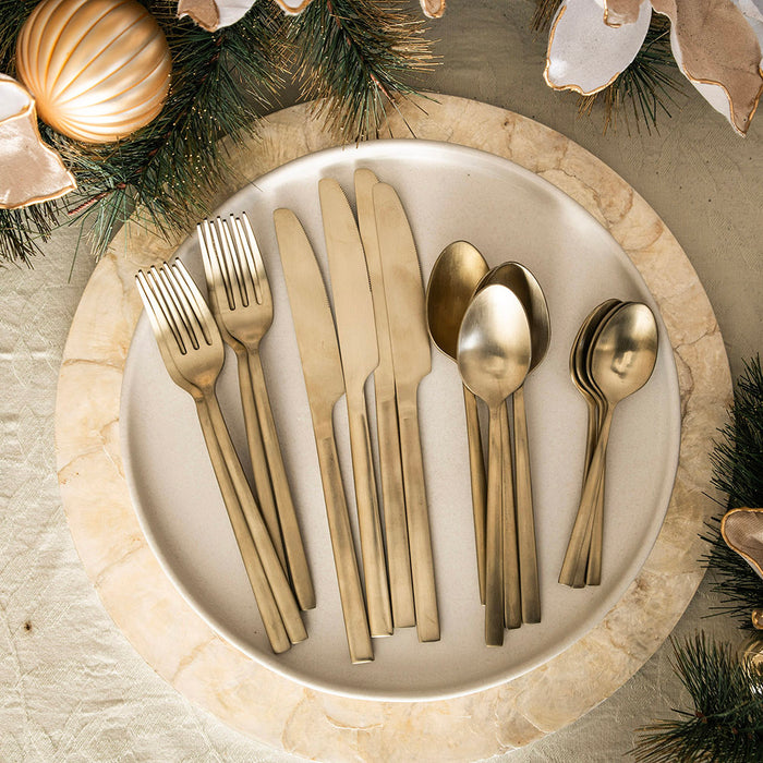 Brushed Champagne 16 Piece Cutlery Set